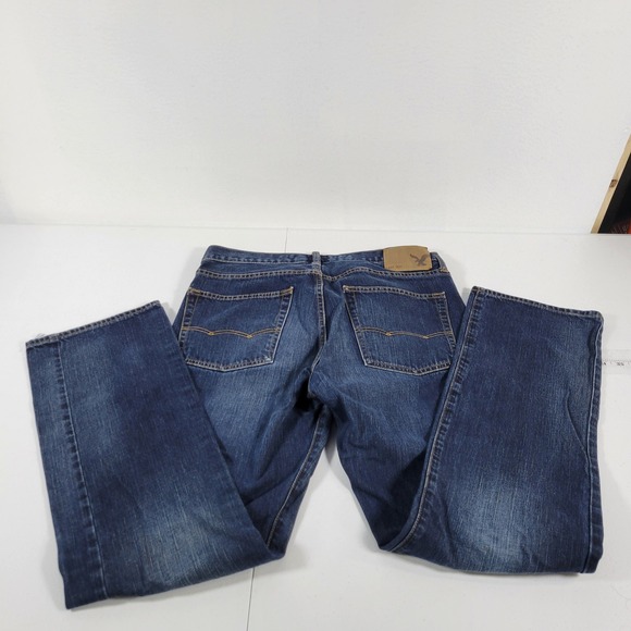 American Eagle Outfitters Mens Original Straight Dark Wash Denim Jeans 32x32 - Picture 2 of 10